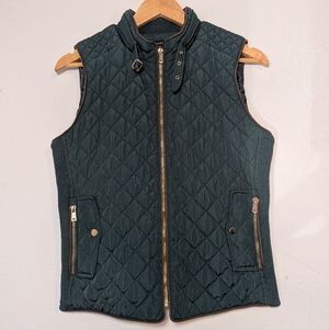 Womens Quilted Sleeveless Teal Zip Front Vest Utility Outdoor Hiking Gorpcore L